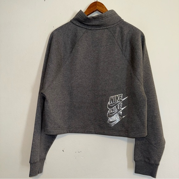 NEW Nike Funnel Sportswear Sweatshirt Women's M Crop LS Half Zip Shinny Logo - Picture 5 of 10